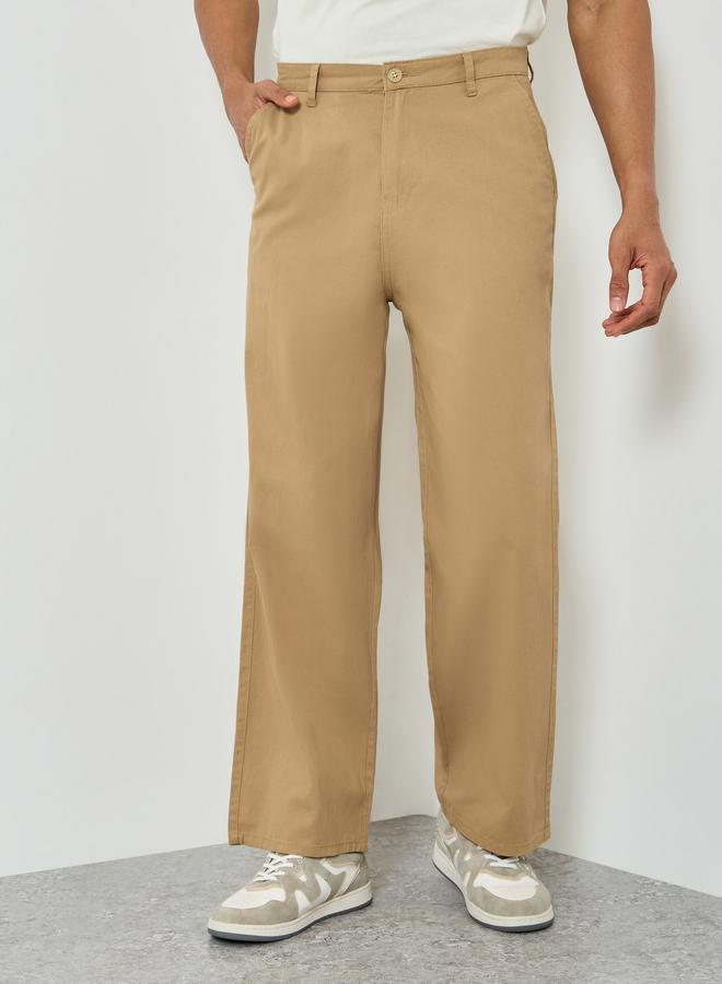 Styli Men Beige Wide Leg Trousers - Image 4